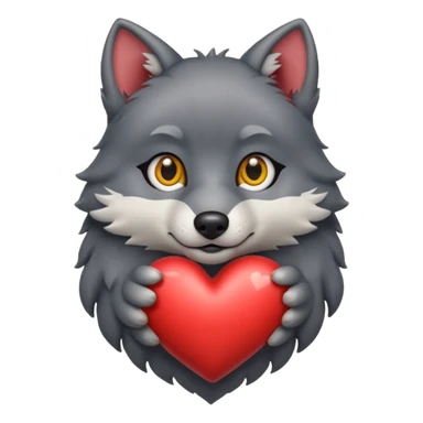 cute dark grey wolf inside heart sticker
