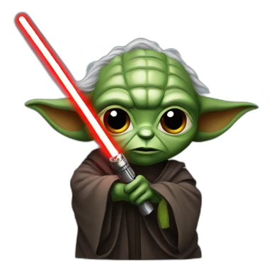 Dark Yoda with a red lightsaber sticker