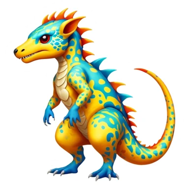 a vibrant colorful edgy vernid-fionbri-creature with splash patterns full body sticker