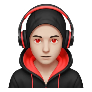 dark drill studio mood, hooded silhouette adjusting headphones, neon red highlights, gritty textures, aggressive energy, minimalist composition sticker