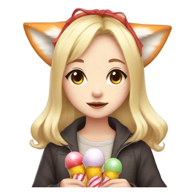 Anime chibi girl blonde with candy in the hair and fox ears  sticker