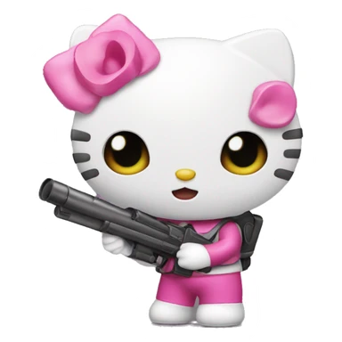 a hello-kitty holding a pink bazooka sticker