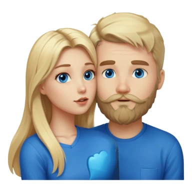 long blonde hair blue eyed gamer girl, kissing bearded white man sticker