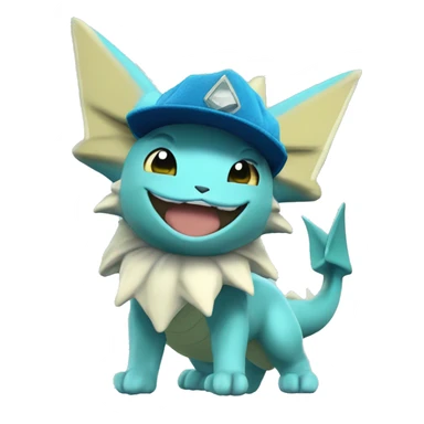Vaporeon Pokémon wearing hat 3D sticker