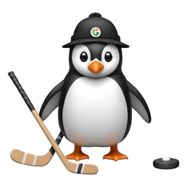 penguin playing hockey wearing Guinness  sticker
