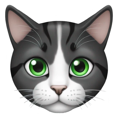 big fat cat black and white with green eyes and a small white cat with blue eyes sticker