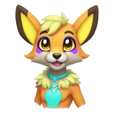 Neon colorful anthro fursona Fakemon sticker