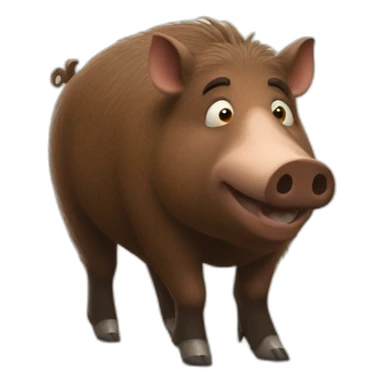 pixar brown boar with white tusks sticker