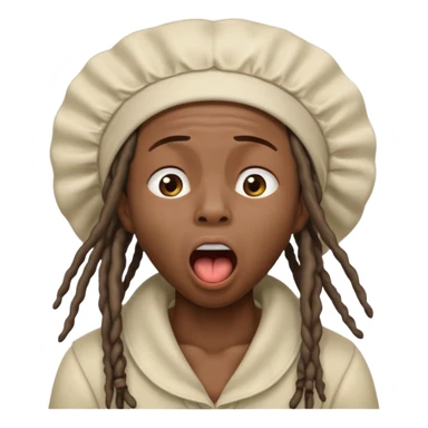 Make a African American with dreads and a bonet yawning sticker