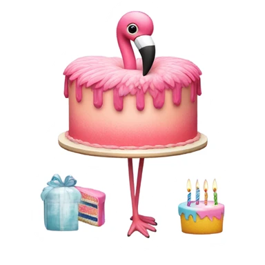 Flamingo with a birthday cake  sticker