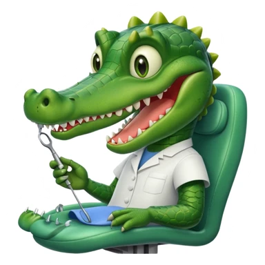 an alligator in a dentist sticker