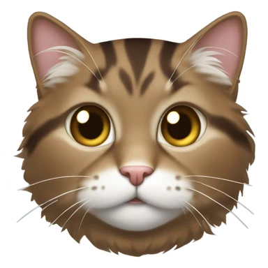 fluffy brown tabby cat with white neck and chest sticker