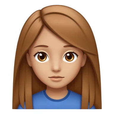 Fille châtain raie au milieu cheveux long et yeux marron et peau beige cheveux lisse pas de4iere les oreilles  sticker