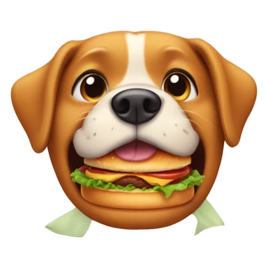 Dog with big mouth eating burger sticker