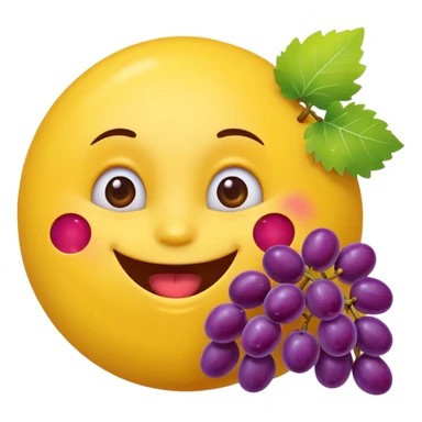 Yellow circular emoji eating grapes sticker