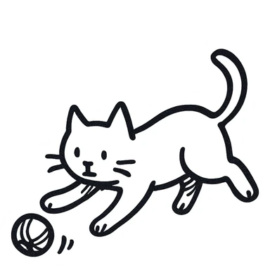A cat chasing a ball that looks like the uploaded image sticker