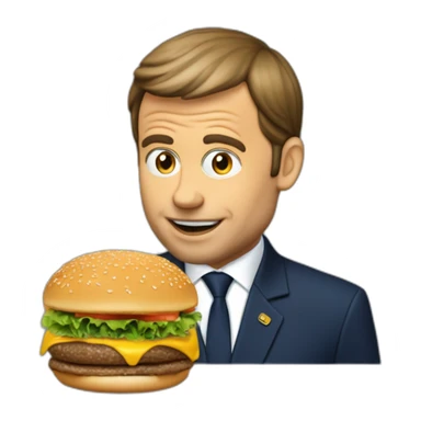 Macron qui mange un burger sticker