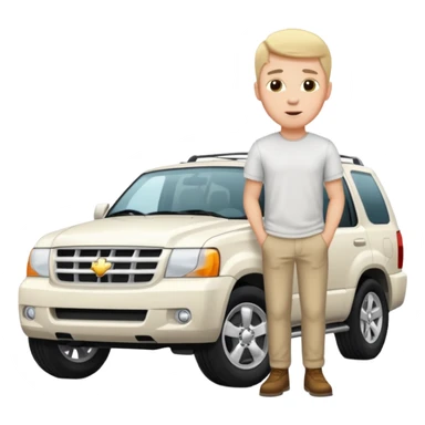 White. SUV vehicle. White male sticker