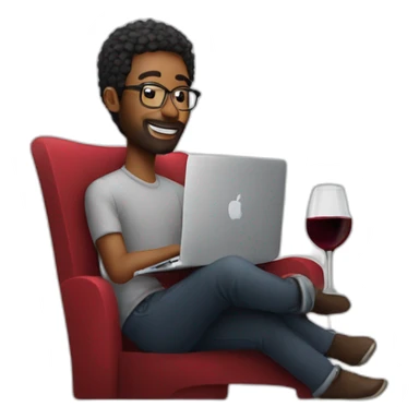 designer working on macbook pro drinking a glass of red wine sticker