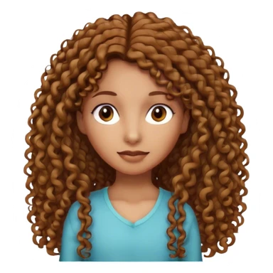 Haz un emoji de una chica un poco morena de piel, pelo largo rizo , flaca sticker