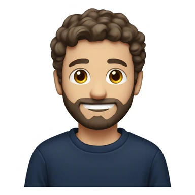 White boy with dark brown medium length wavy hair and a beard and mustache and the prettiest hazel eyes in a navy sweatshirt gently smiling arms crossed sticker