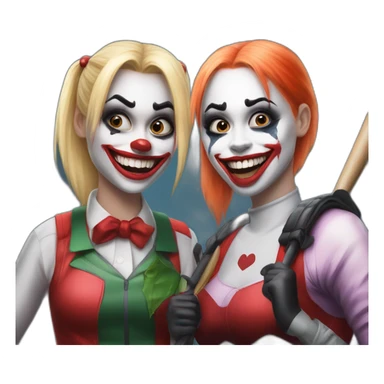 Simple Joker and Harley Quinn with chewing gum and baseball bat sticker