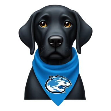 Large Black Lab dog in a Detroit Lions bandana  sticker