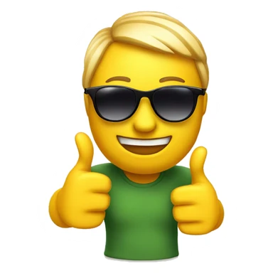 Yellow emoji with sunglasses giving thumbs up sticker