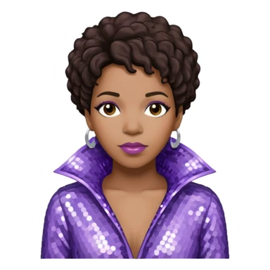 Macy Gray from Mary Mary with dark brown hair, pale lavender sequin outfit sticker