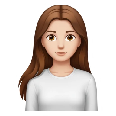 White girl with long brown hair and white long sleeve shirt sticker