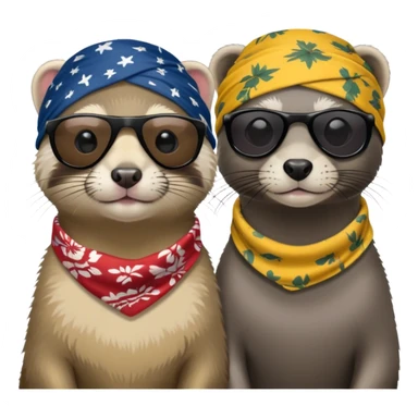 These two animals look like they run the streets — ferret and grey seal, dripped out in shades and bandanas sticker