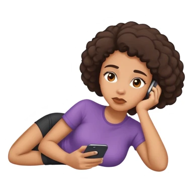 lightskin black lady laying down scrolling on her phone bored sticker