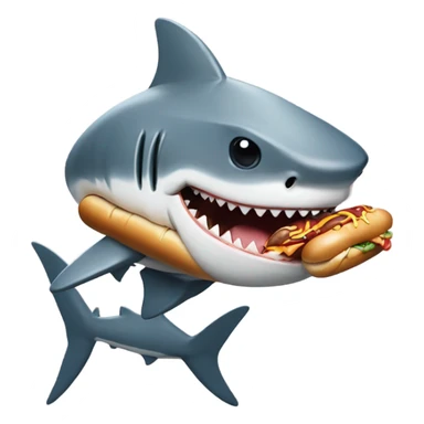 shark wearing a hoodie eating a hotdog sticker