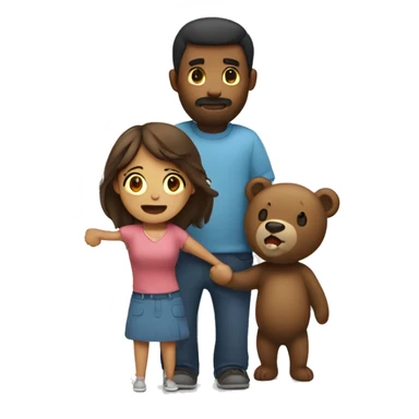 Woman and bear holding hands while man in the back is crying sticker