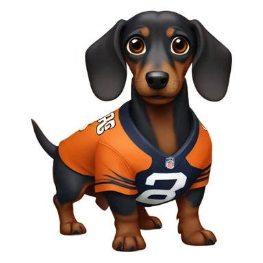 Dachshund in a Broncos jersey sticker