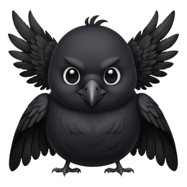 fat cute crow with bat wings sticker