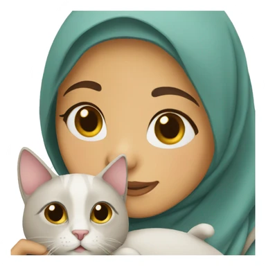 Arabic hijab girl with a brow hijab and holding her cat sticker