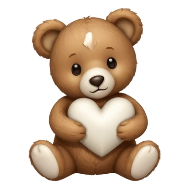 Teddy bear hugging a white heart sticker