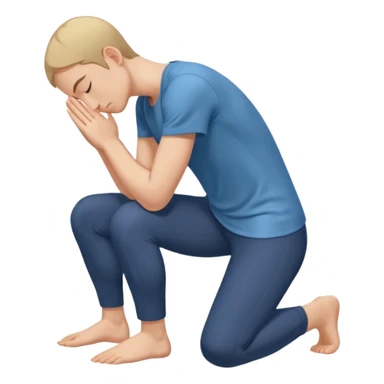 person kneeling and bowing with forehead and arms touching the floor, simple and clear sticker