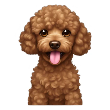 Head of a curly brown toy poodle with tongue out sticker