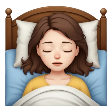 A woman lying in bed cannot fall asleep. She is really tired and exhausted sticker