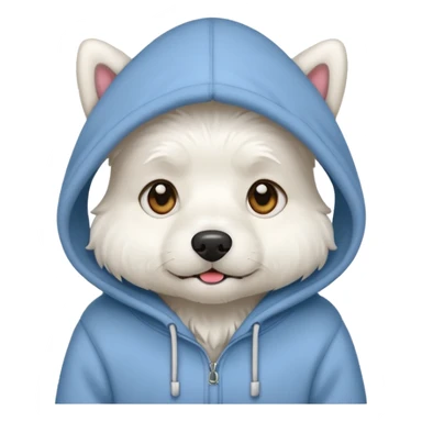 white dog wearing hoodie sticker