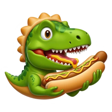 Dinosaur eating a hotdog sticker