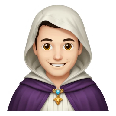 white cloak villain smiling, male sticker