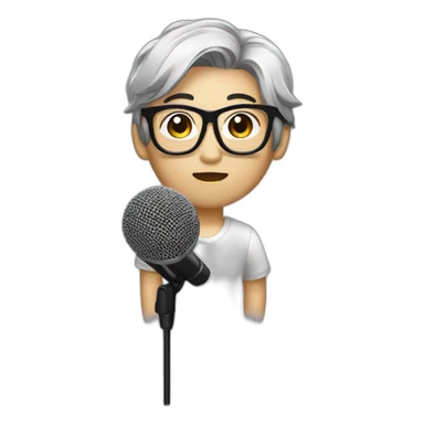 Vocalist with glasses and microphone korean combed-back hair sticker