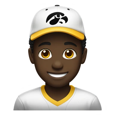 smiling black boy in white shirt and Iowa Hawkeyes hat sticker