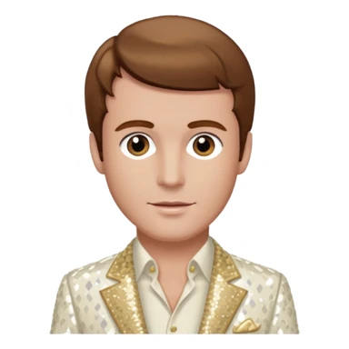 Peter Allen with Brown Hair, Ivory Sequin Outfit sticker