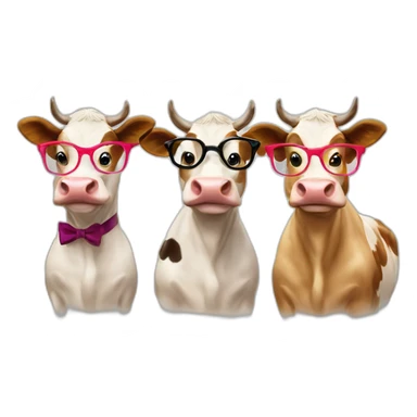 Three smiley cows with three glasses of wine sticker