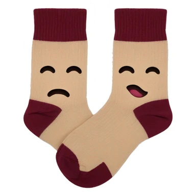 aesthetic biege socks with burgundy packing sticker
