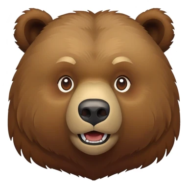 Russian grizzly bear, front view, brown fur, iOS emoji style sticker